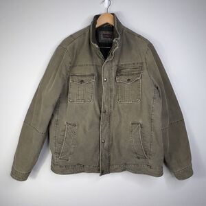 Levi's Mens Knit Collar 2 Way Stretch Twill Trucker Jacket Olive Green Size XL